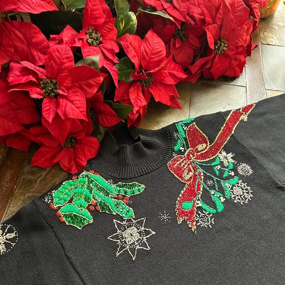 I.B. Diffusion Sequin and Embroidery Poinsettia Holiday Sweater (NEW) - Picture 5 of 11